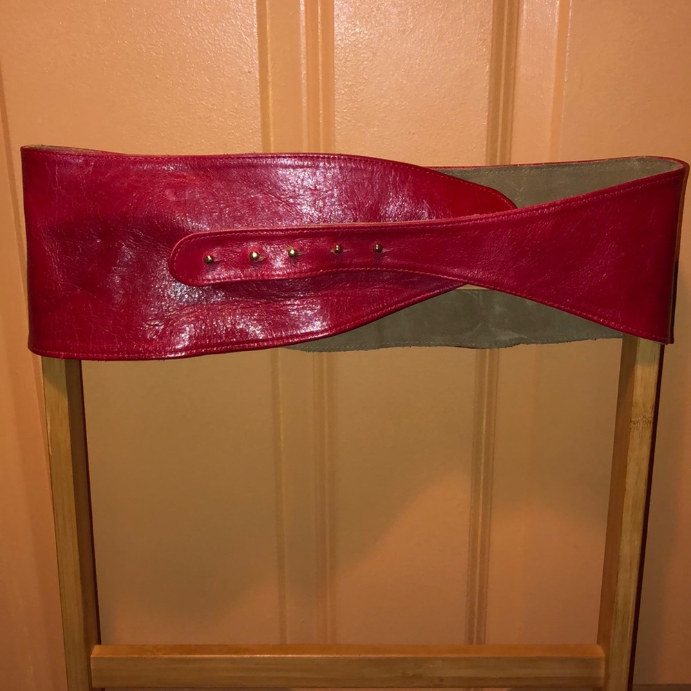 Red leather belt